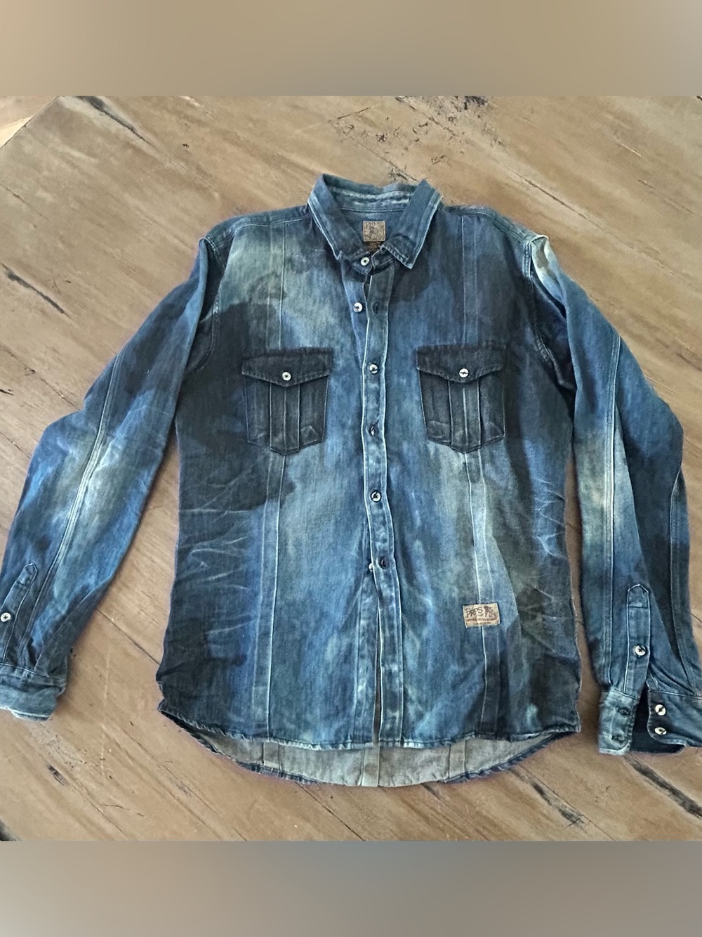 Denim-Style Blue Casual Button-Down Shirt